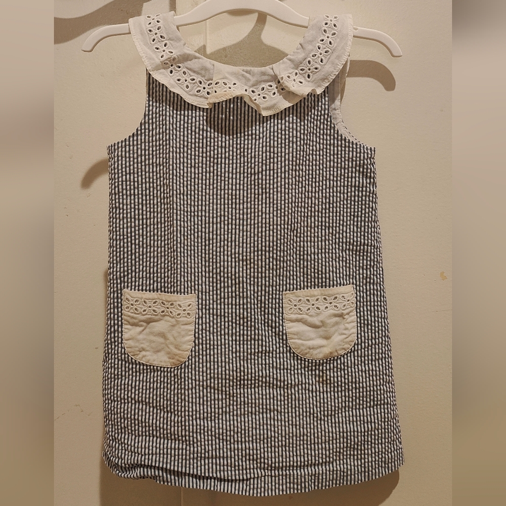 Janie and Jack Navy and White Striped Dress